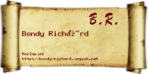 Bondy Richárd névjegykártya